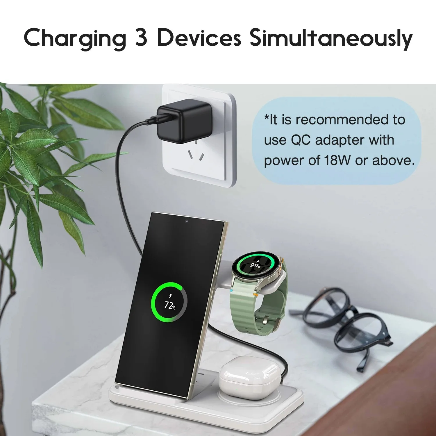 Desktop 3-in-1 Wireless Charge - Watches Smartwatch Samsung review and price