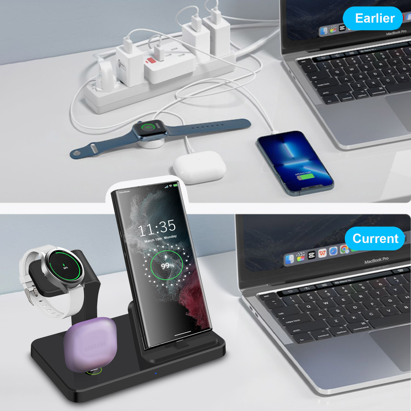 Desk 3 in 1 Type C Port Wirele - Watches Smartwatch Samsung review and price