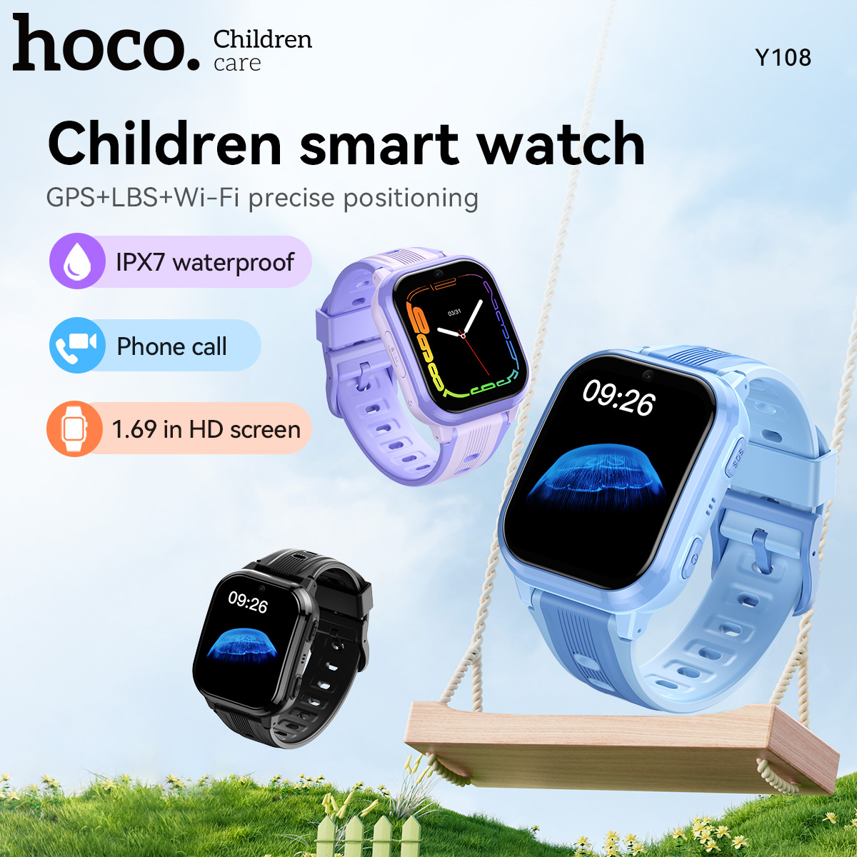 HOCO Y108 1.69inch HD LCD Curv - Smartwatch Watches For Kid Boy With Alarm review and price